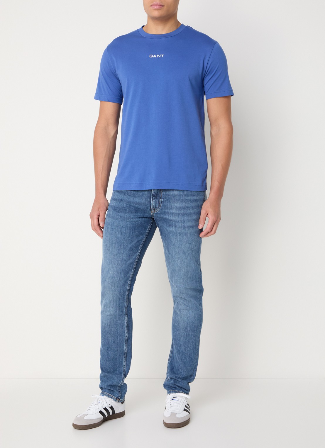 Gant T-shirt met logo - voorkant 2 blauw