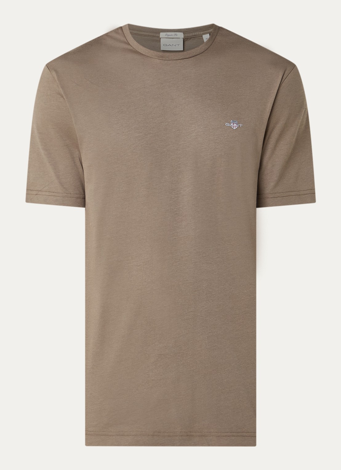Gant T-shirt met logo - voorkant 2 lichtbruin