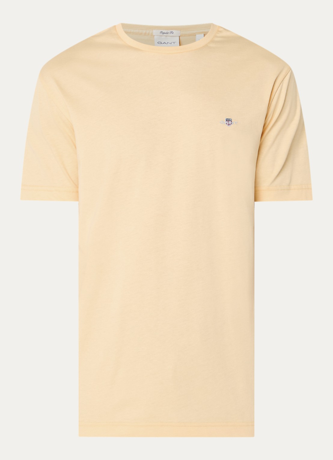 Gant T-shirt met logo - voorkant 3 lichtgeel