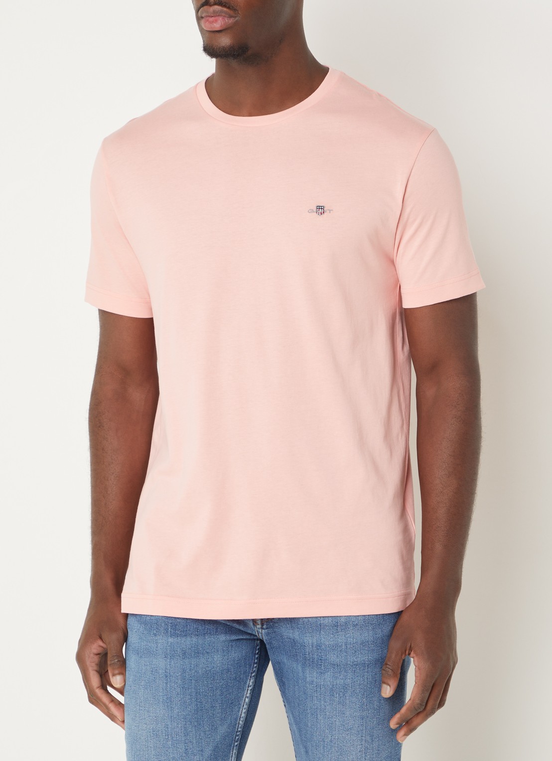 Gant T-shirt met logoborduring - detail 3 zalmroze