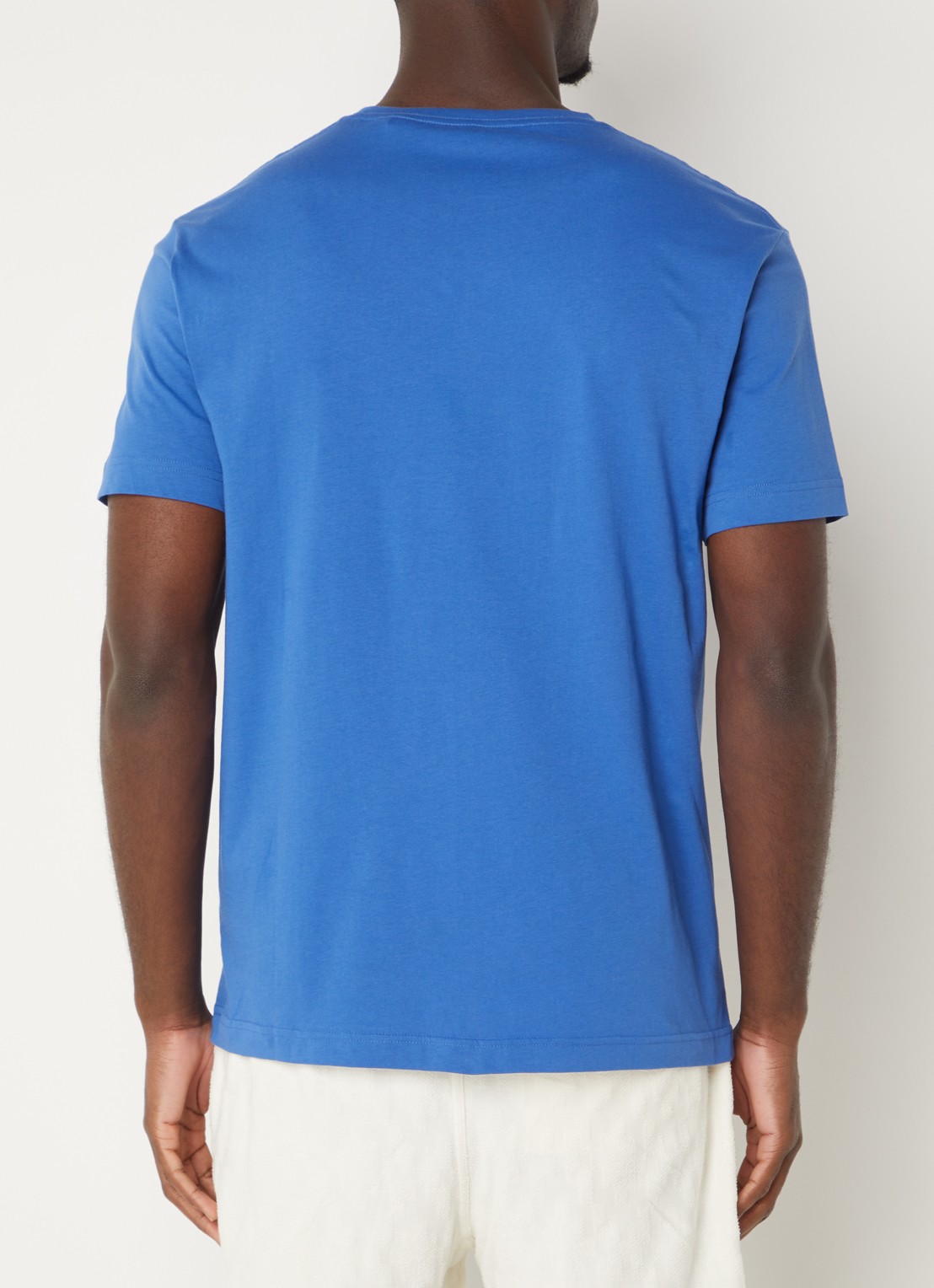 Gant T-shirt met logoborduring - achterkant 3 kobaltblauw