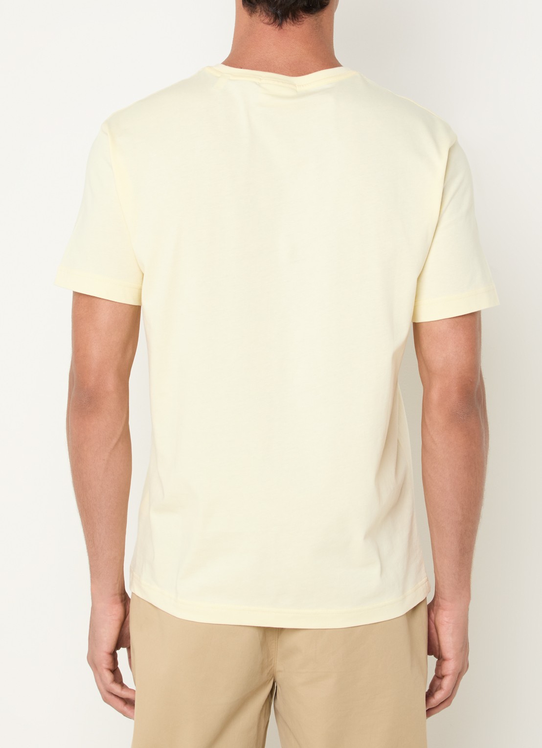 Gant T-shirt met logoborduring - achterkant 3 vanillegeel