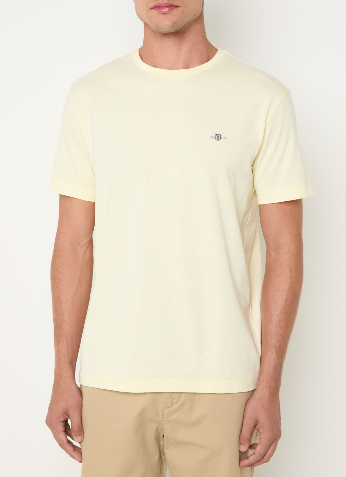Gant T-shirt met logoborduring - detail 4 vanillegeel