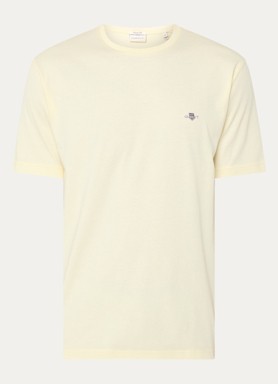 Gant T-shirt met logoborduring - voorkant vanillegeel