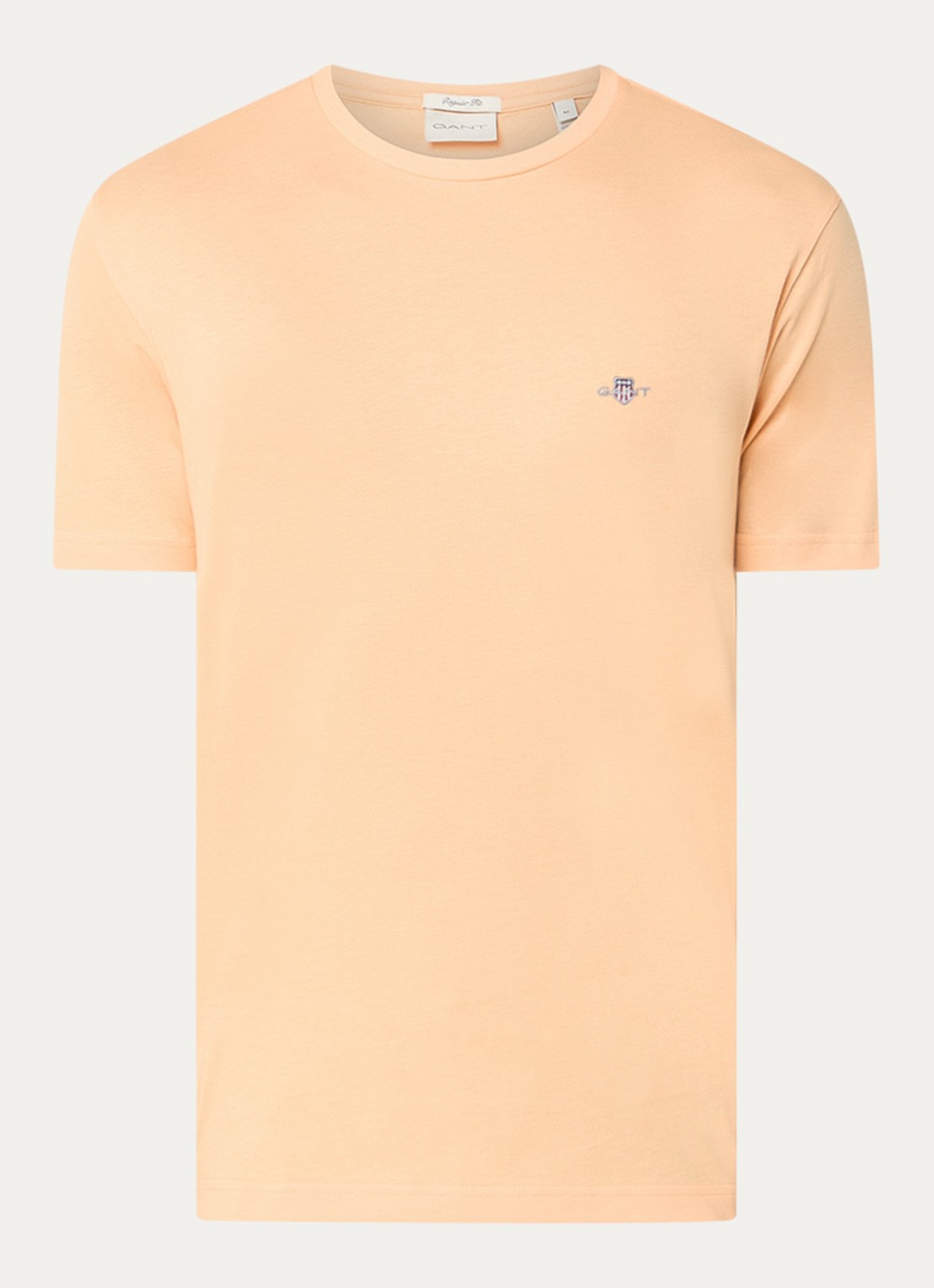 Gant T-shirt met logoborduring - voorkant 2 lichtoranje