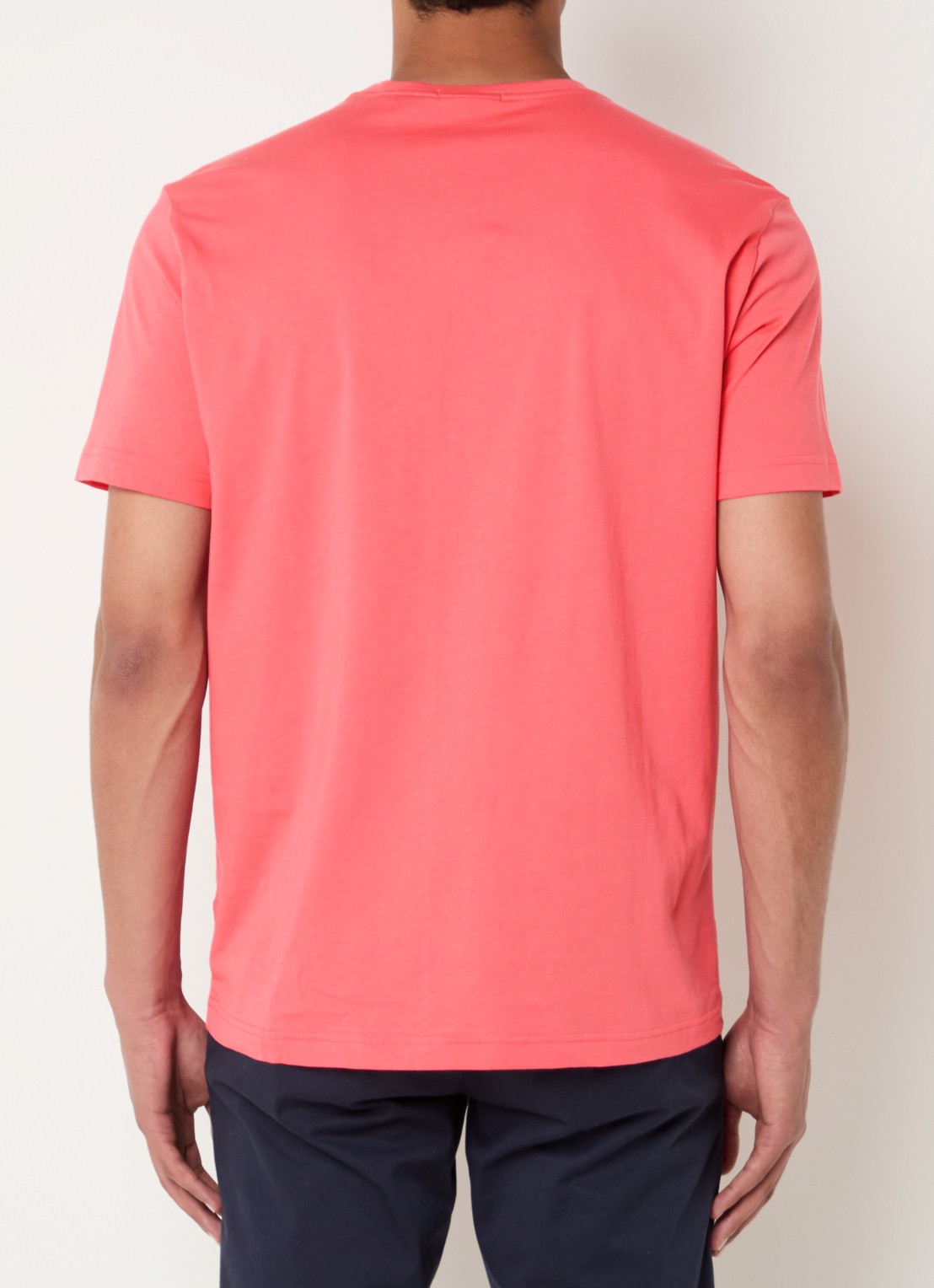 Gant T-shirt met logoborduring - achterkant koraalrood