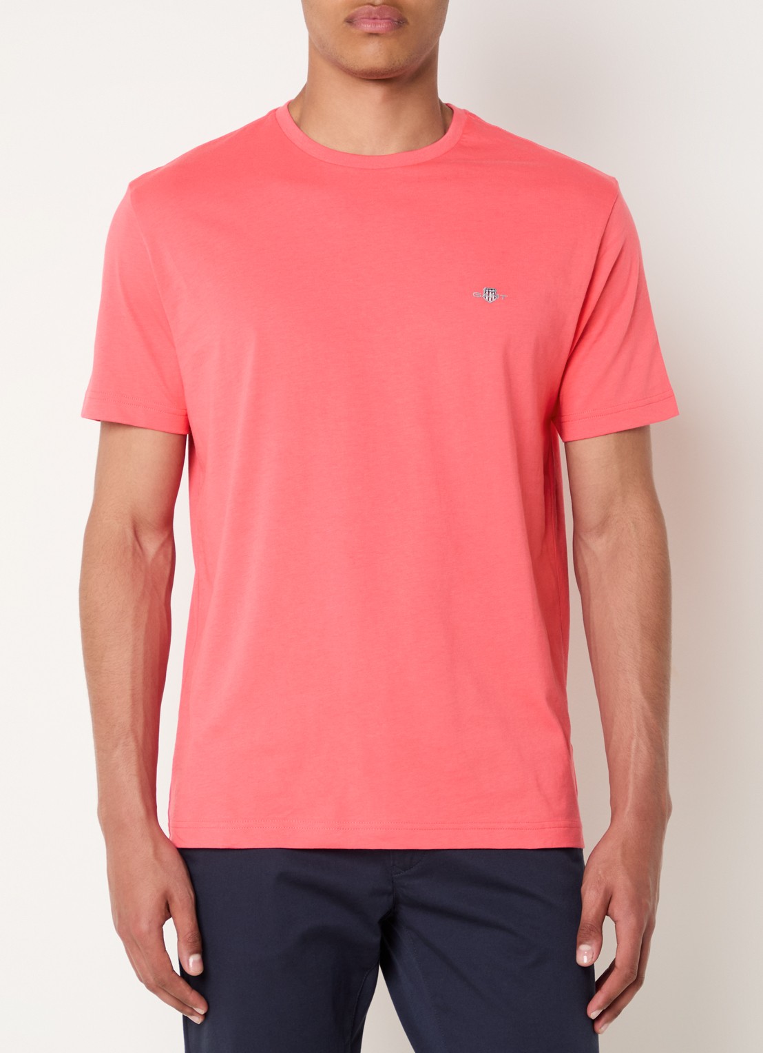 Gant T-shirt met logoborduring - detail 2 koraalrood