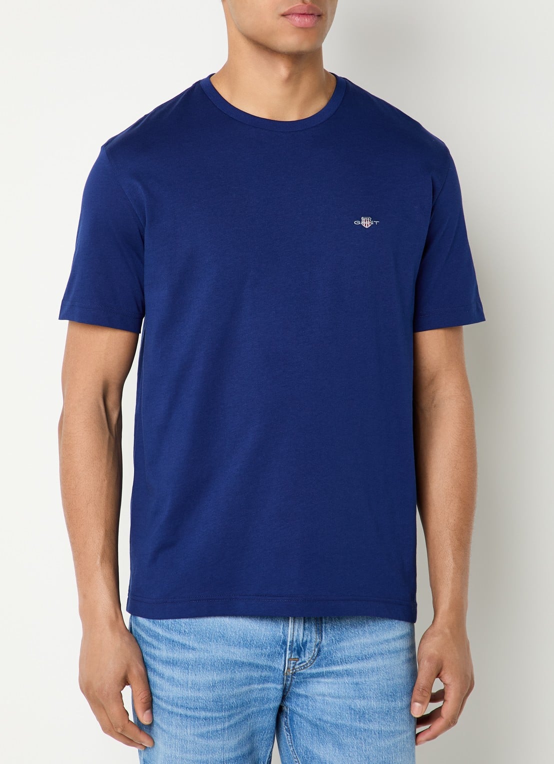 Gant T-shirt met logoborduring - detail jeans