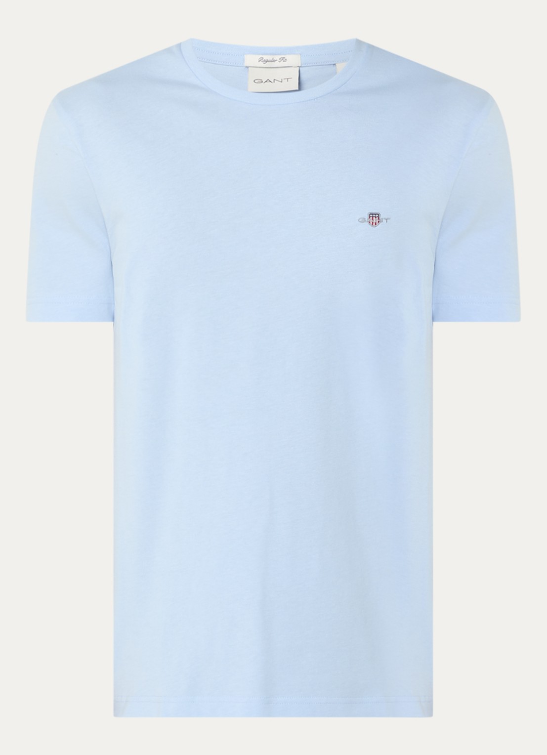 Gant T-shirt met logoborduring - voorkant 5 lichtblauw