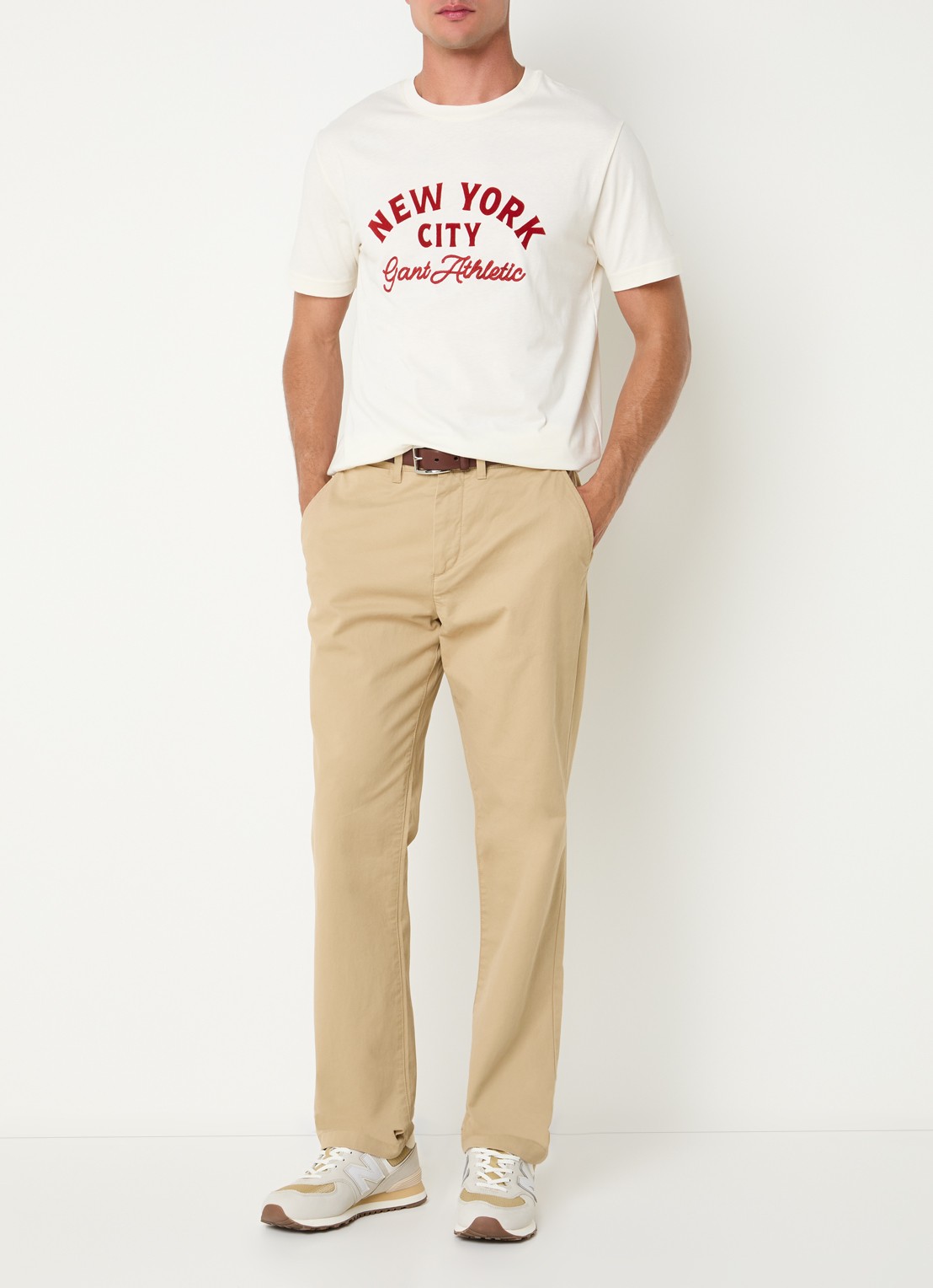 Gant T-shirt met print - voorkant 3 gebroken wit