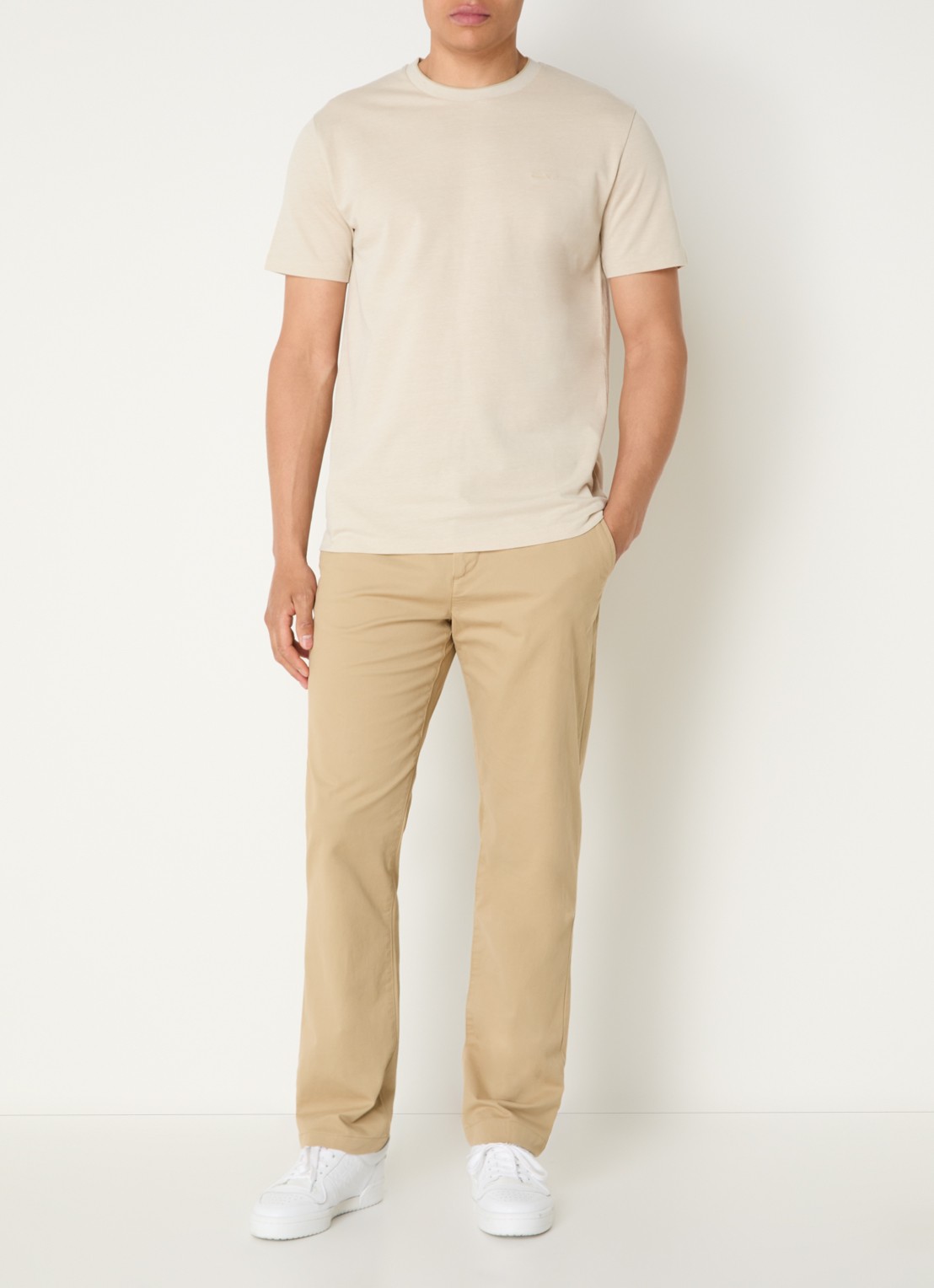 Gant T-shirt met structuur - voorkant 4 beige