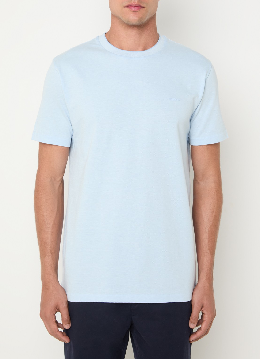 Gant T-shirt met structuur - detail 3 lichtblauw