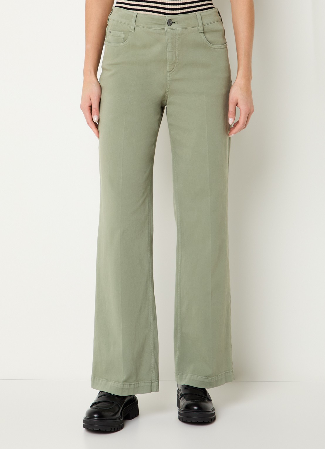 Gardeur Feliza mid waist loose fit jeans met gekleurde wassing - detail 3 khaki