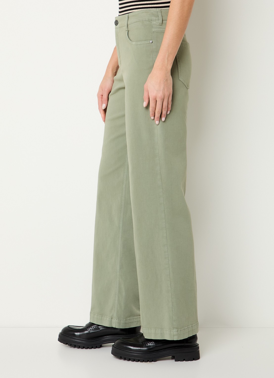 Gardeur Feliza mid waist loose fit jeans met gekleurde wassing - detail 4 khaki
