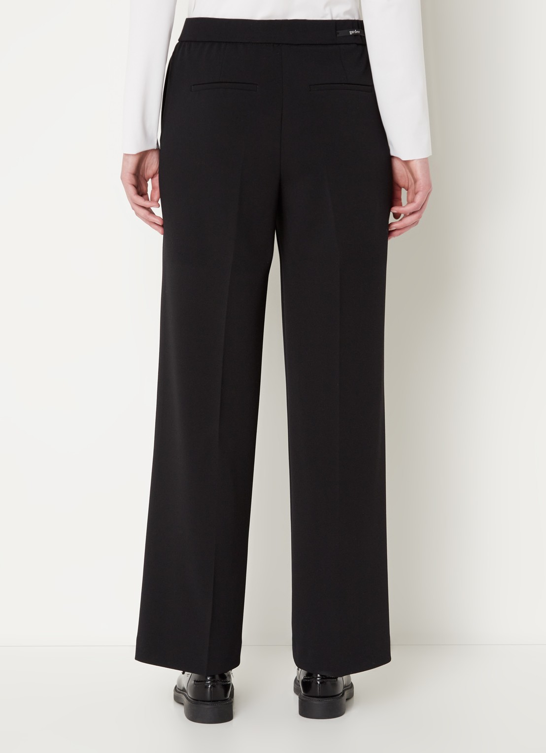 Gardeur Franca mid waist wide fit pantalon met persplooi - achterkant zwart