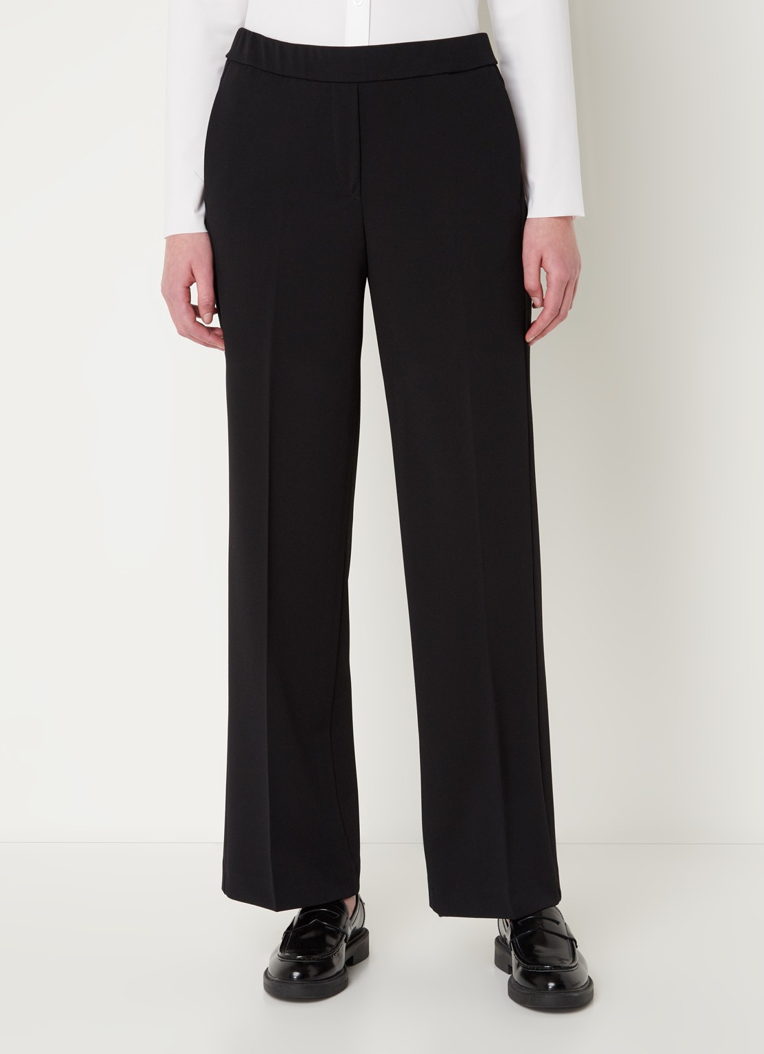Gardeur Franca mid waist wide fit pantalon met persplooi - detail 2 zwart