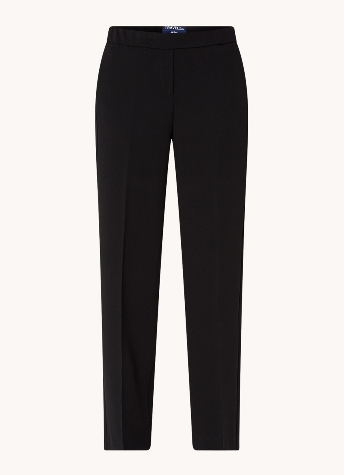 Gardeur Franca mid waist wide fit pantalon met persplooi - voorkant 3 zwart