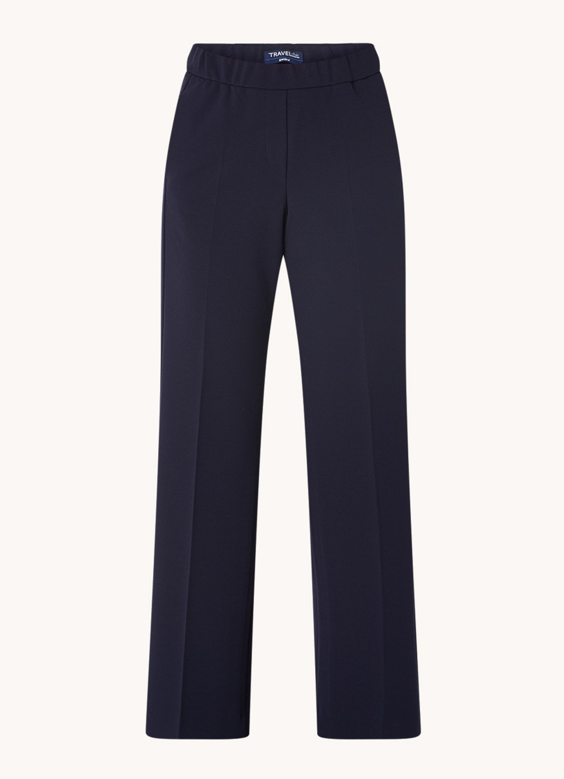 Gardeur Franca mid waist wide fit pantalon met persplooi - voorkant 3 donkerblauw