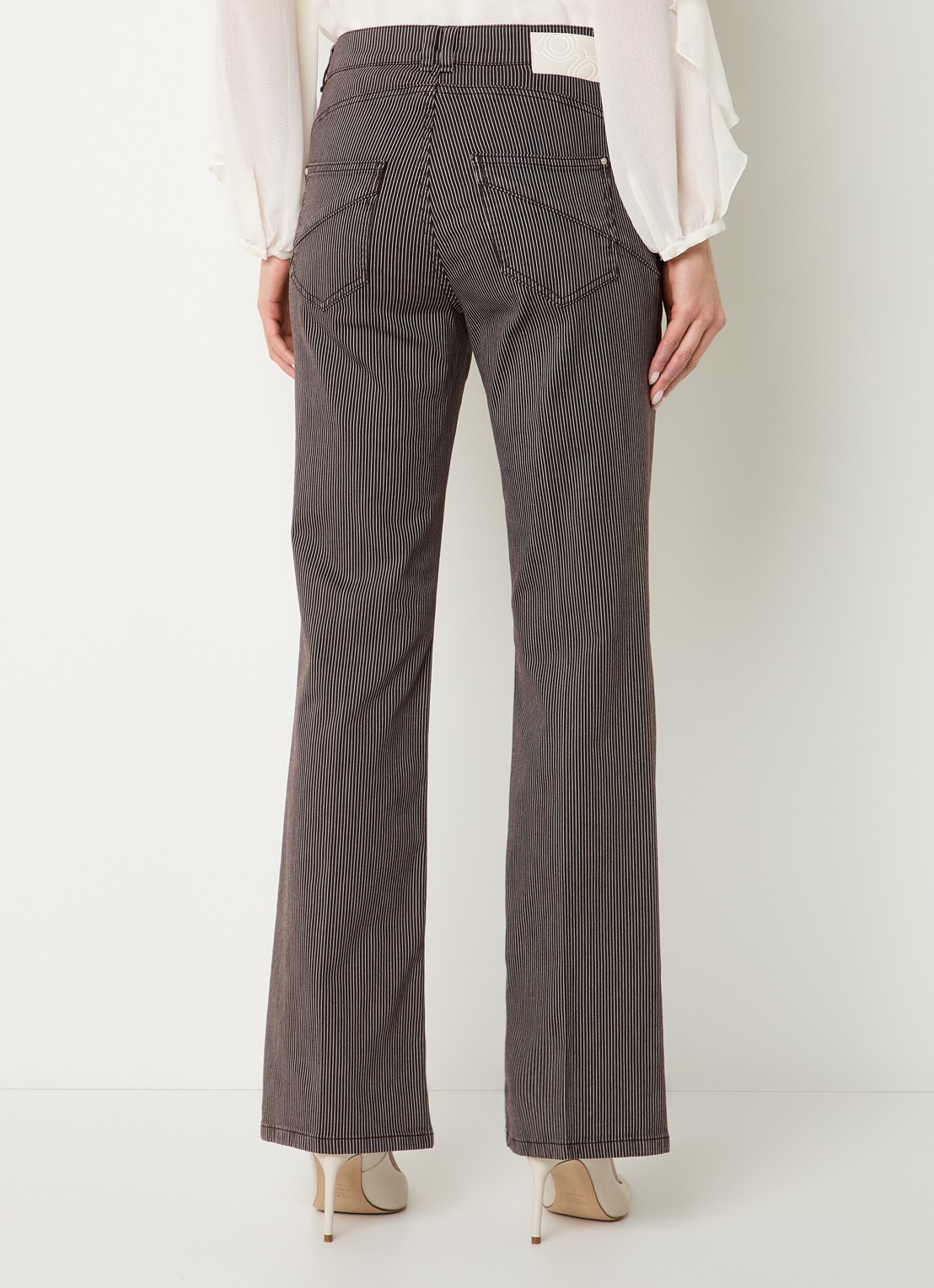 Gardeur Gardeur mid waist flared jeans met gekleurde wassing - achterkant donkerbruin