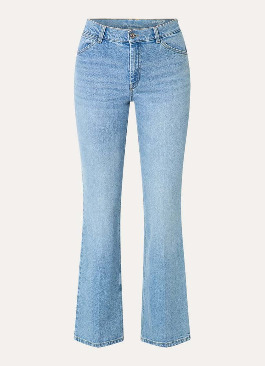 Gardeur High waist flared jeans met lichte wassing - voorkant 3 indigo