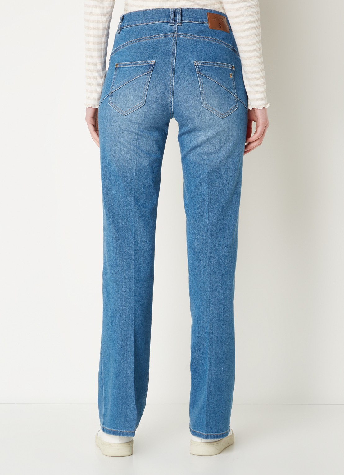 Gardeur High waist flared jeans met medium wassing - achterkant 3 indigo