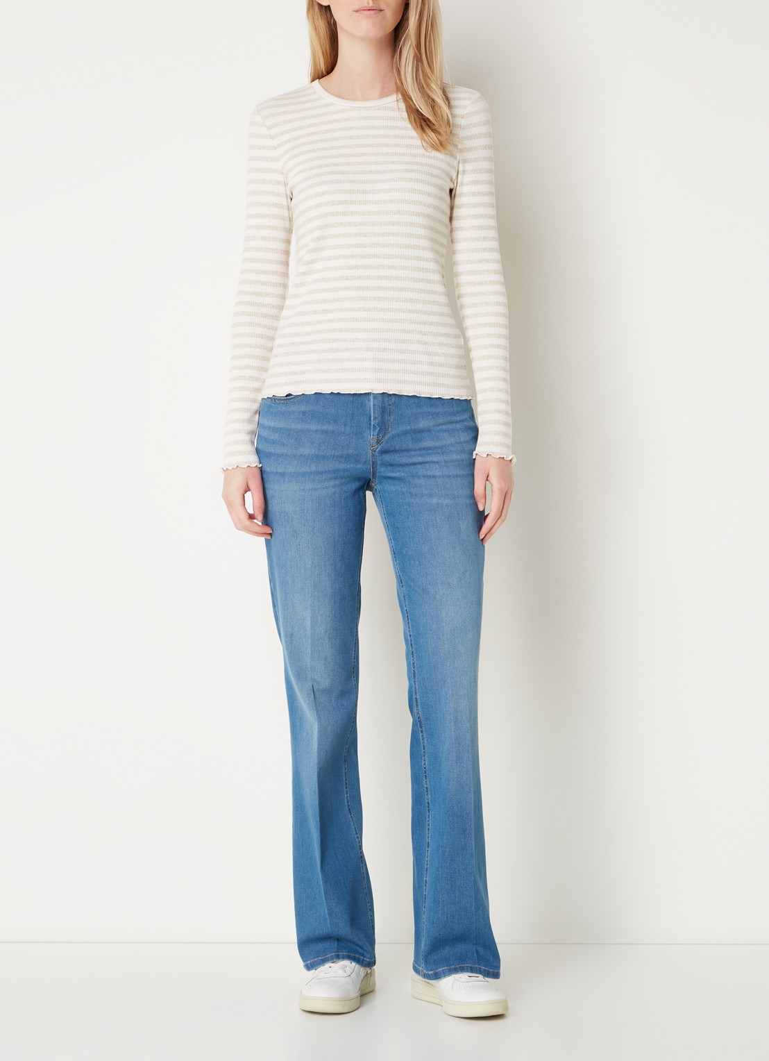 Gardeur High waist flared jeans met medium wassing - voorkant 2 indigo