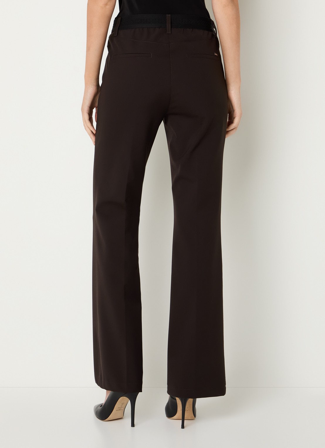 Gardeur High waist flared pantalon met stretch - achterkant 3 donkerbruin