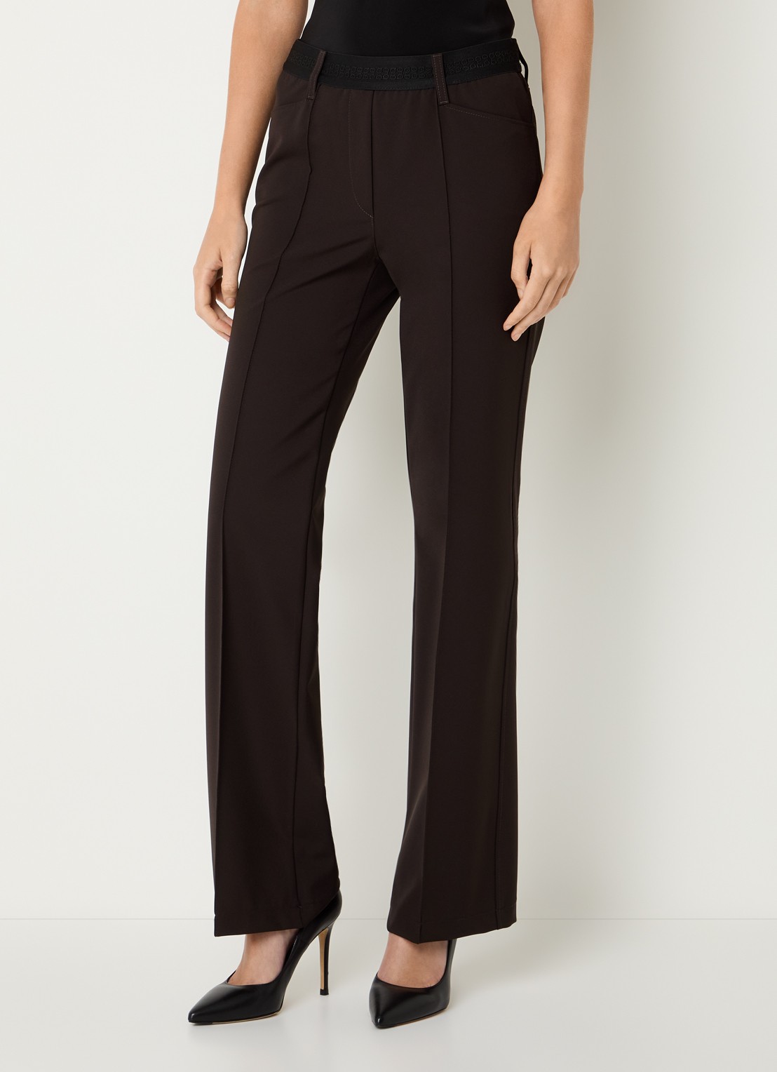 Gardeur High waist flared pantalon met stretch - detail 4 donkerbruin
