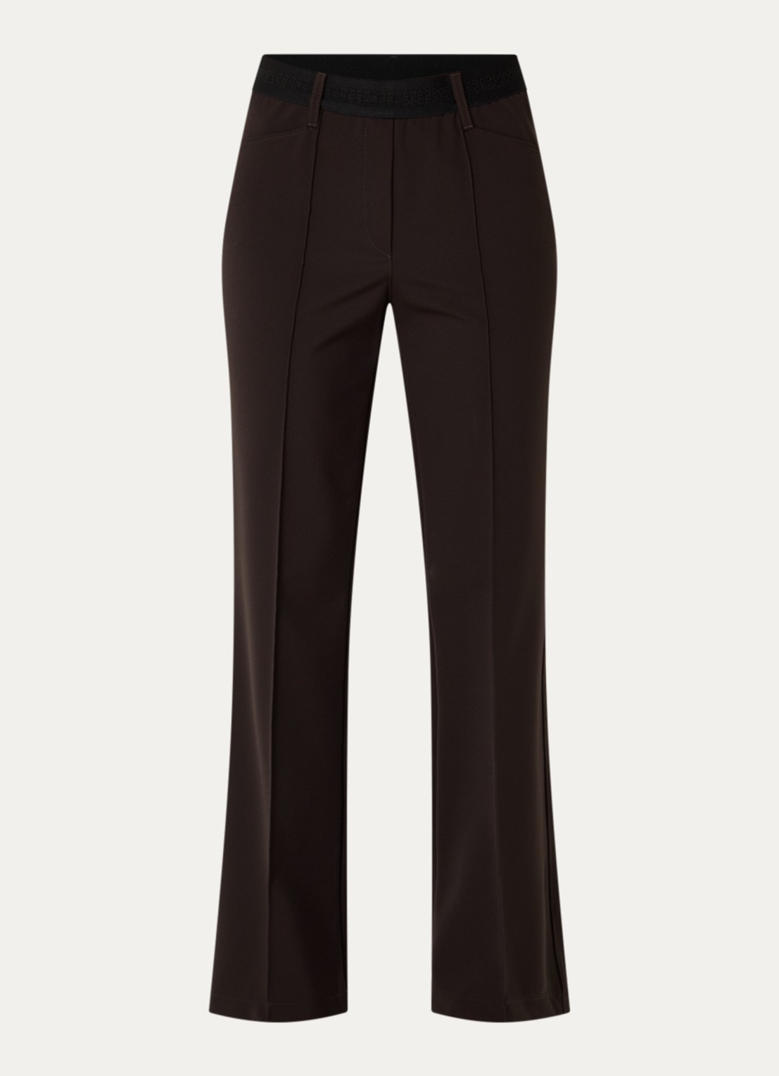 Gardeur High waist flared pantalon met stretch - voorkant donkerbruin