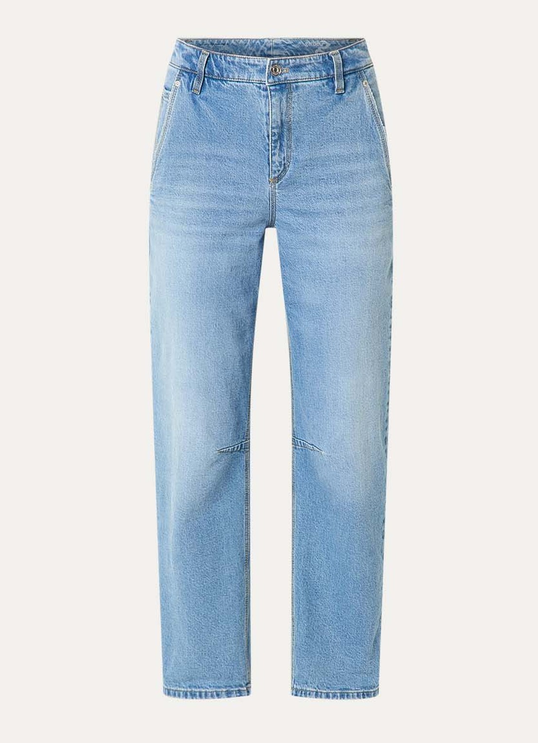 Gardeur High waist straight leg cropped jeans met lichte wassing - voorkant indigo