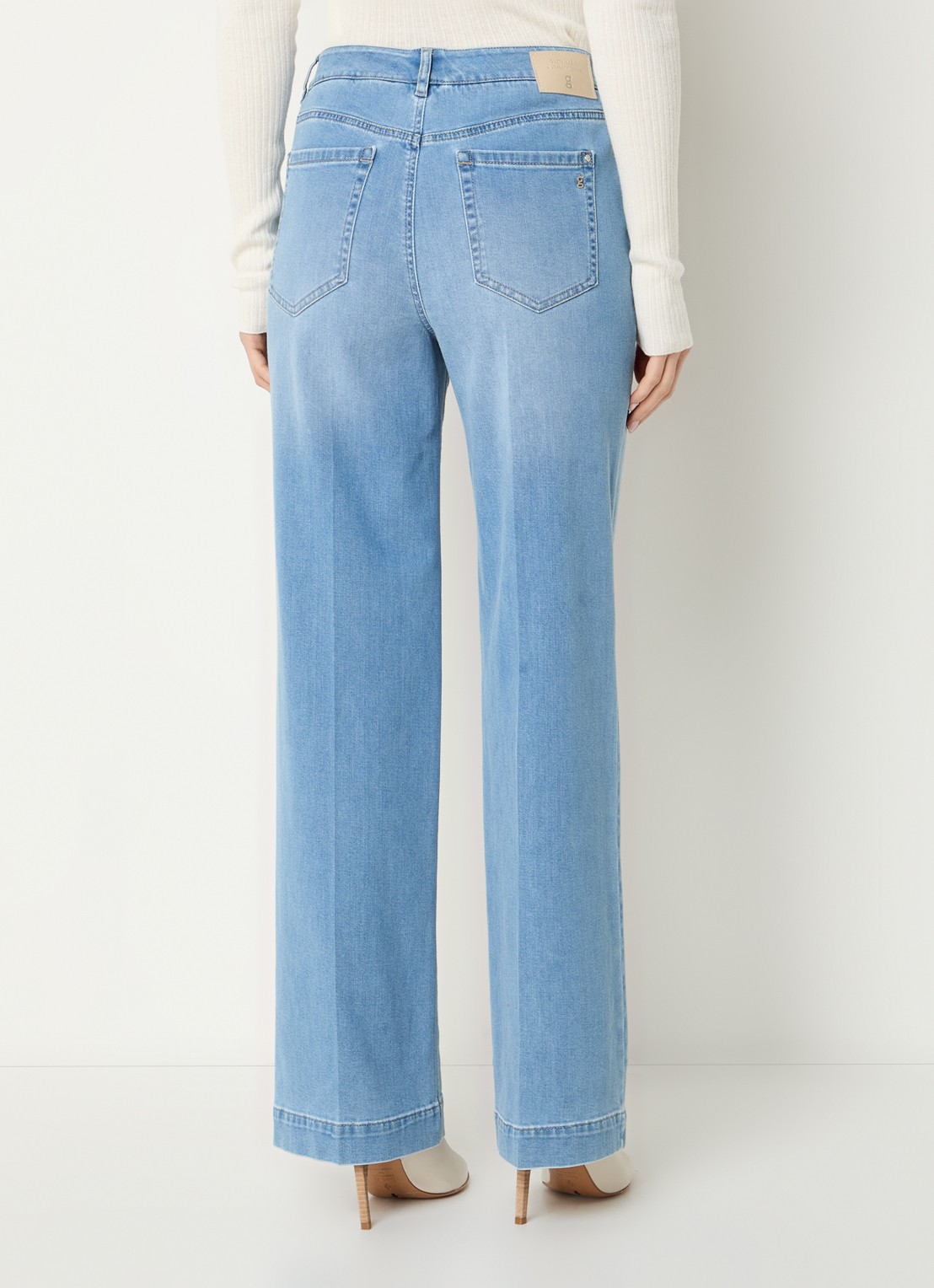Gardeur High waist wide leg jeans  met lichte wassing - achterkant 5 indigo