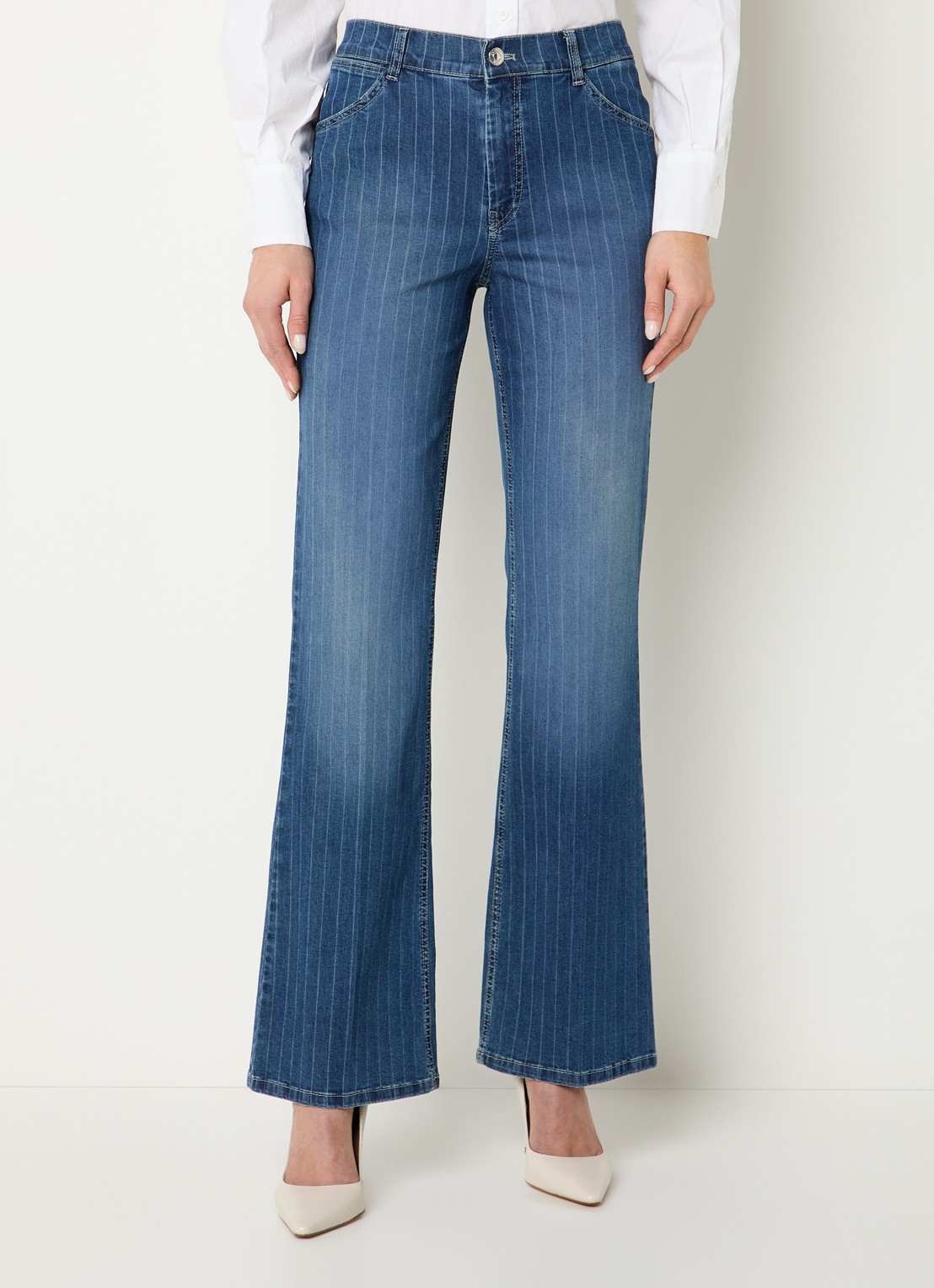 Gardeur Hose high waist flared fit jeans met donkere wassing - detail 2 indigo