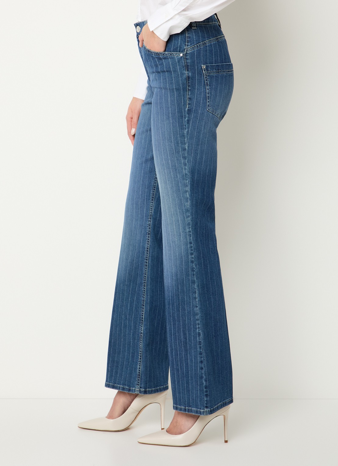 Gardeur Hose high waist flared fit jeans met donkere wassing - detail 3 indigo