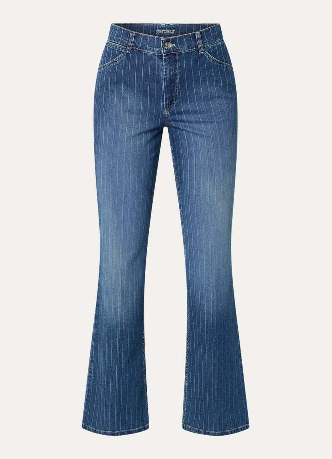 Gardeur Hose high waist flared fit jeans met donkere wassing - voorkant 4 indigo