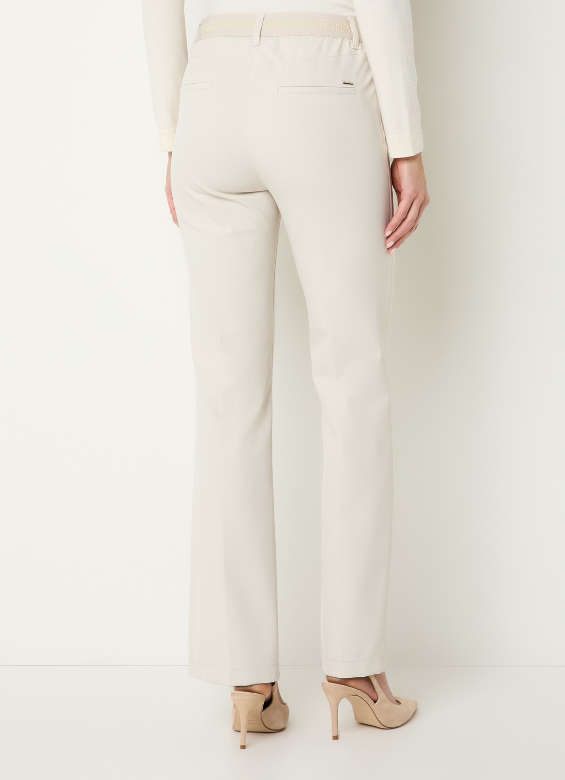 Gardeur Hose high waist straight fit pantalon met steekzakken - achterkant ivoor