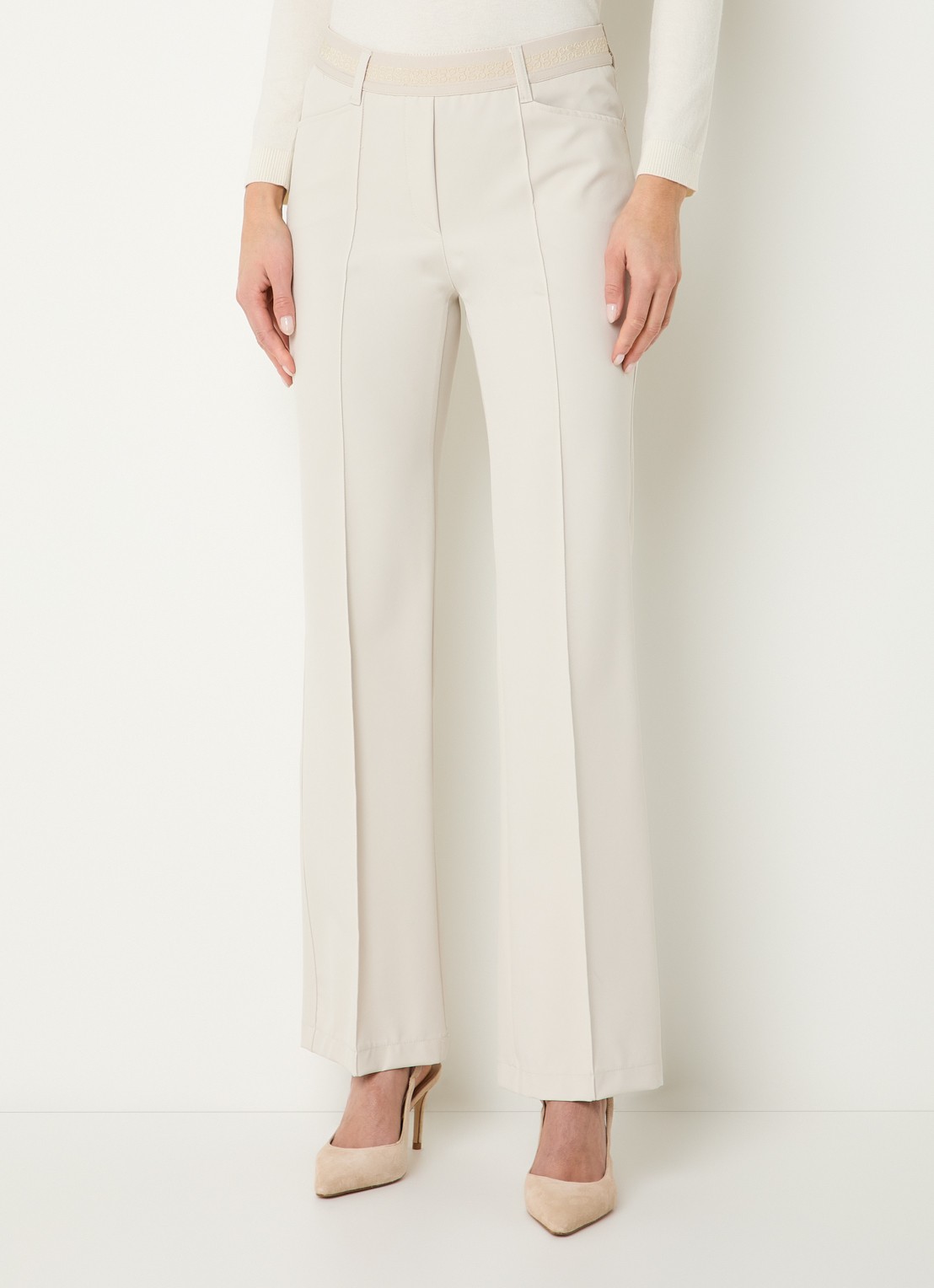 Gardeur Hose high waist straight fit pantalon met steekzakken - detail 4 ivoor
