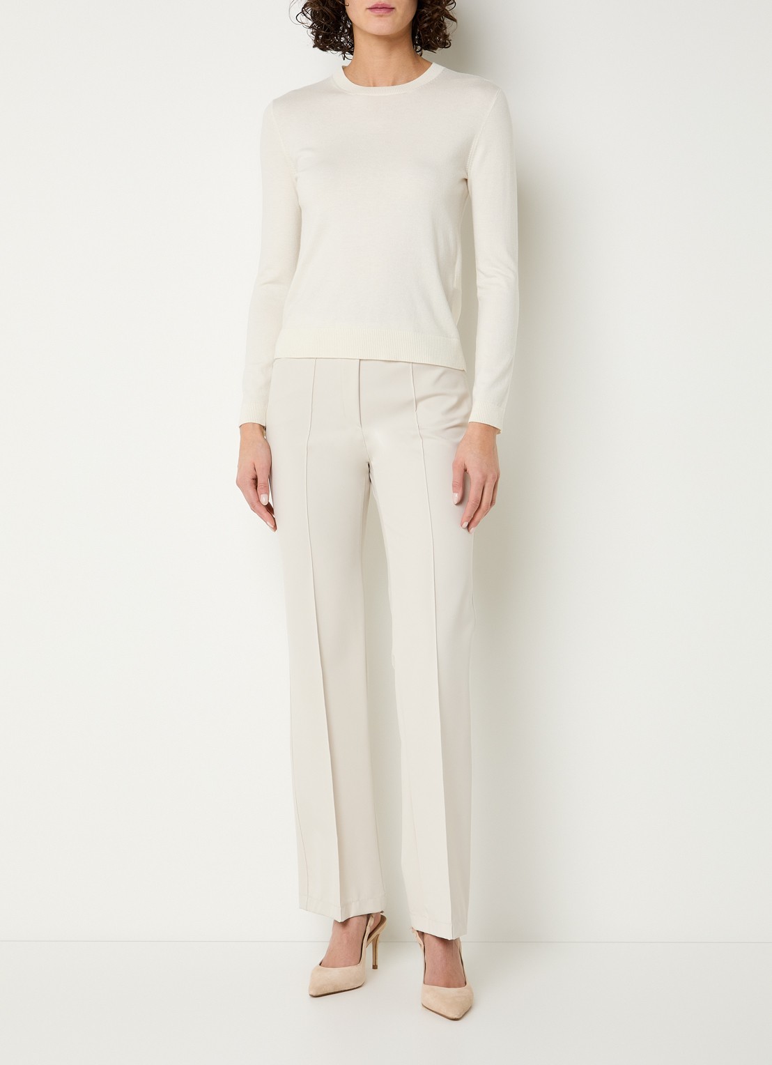 Gardeur Hose high waist straight fit pantalon met steekzakken - voorkant 3 ivoor
