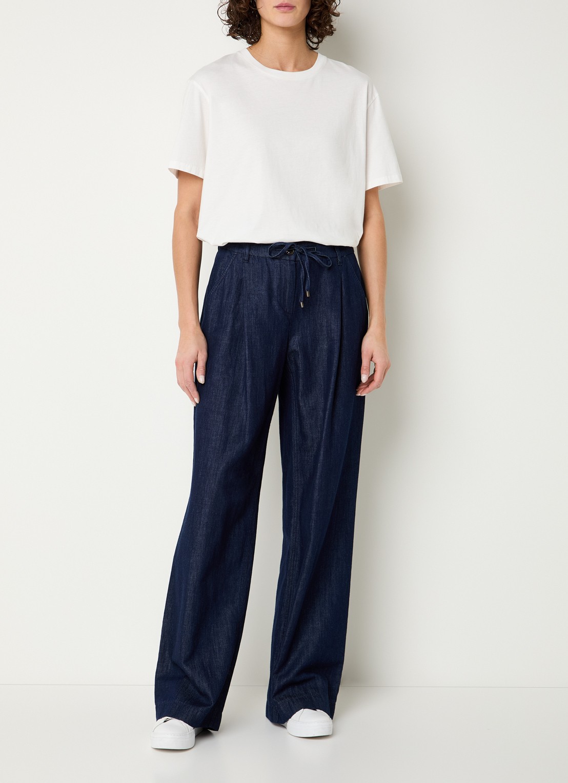 Gardeur Hose mid waist loose fit pantalon met steekzakken - voorkant 2 donkerblauw