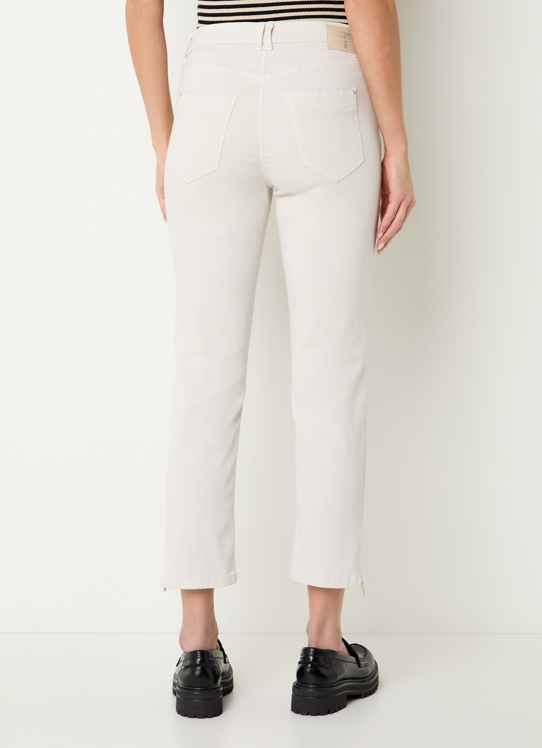 Gardeur Hose mid waist slim fit jeans met gekleurde wassing - achterkant 3 beige