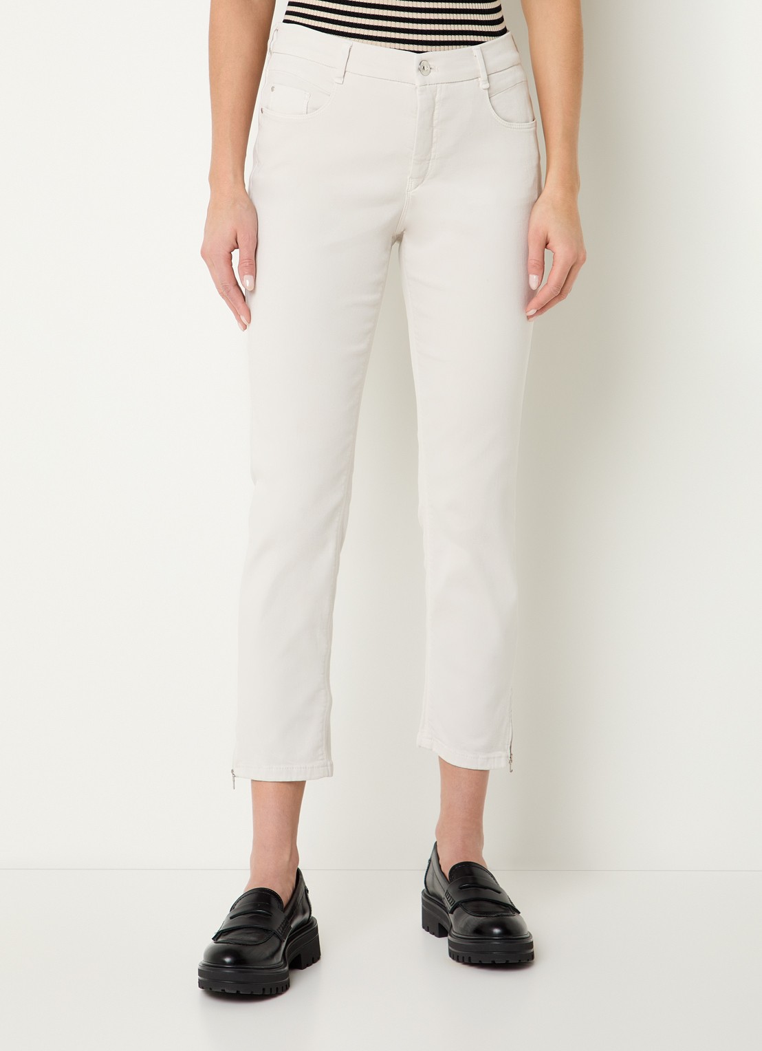 Gardeur Hose mid waist slim fit jeans met gekleurde wassing - detail beige