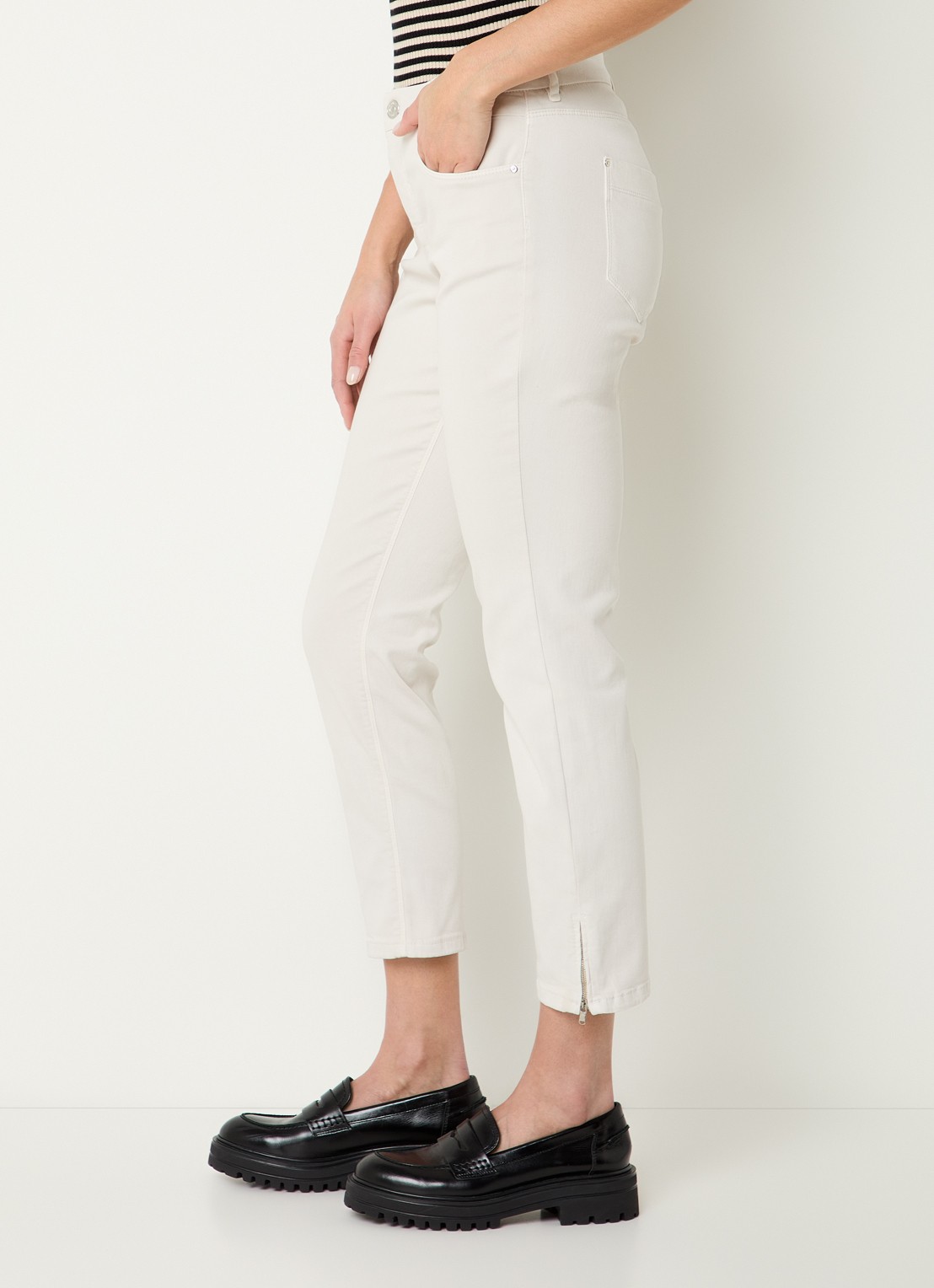 Gardeur Hose mid waist slim fit jeans met gekleurde wassing - detail 2 beige