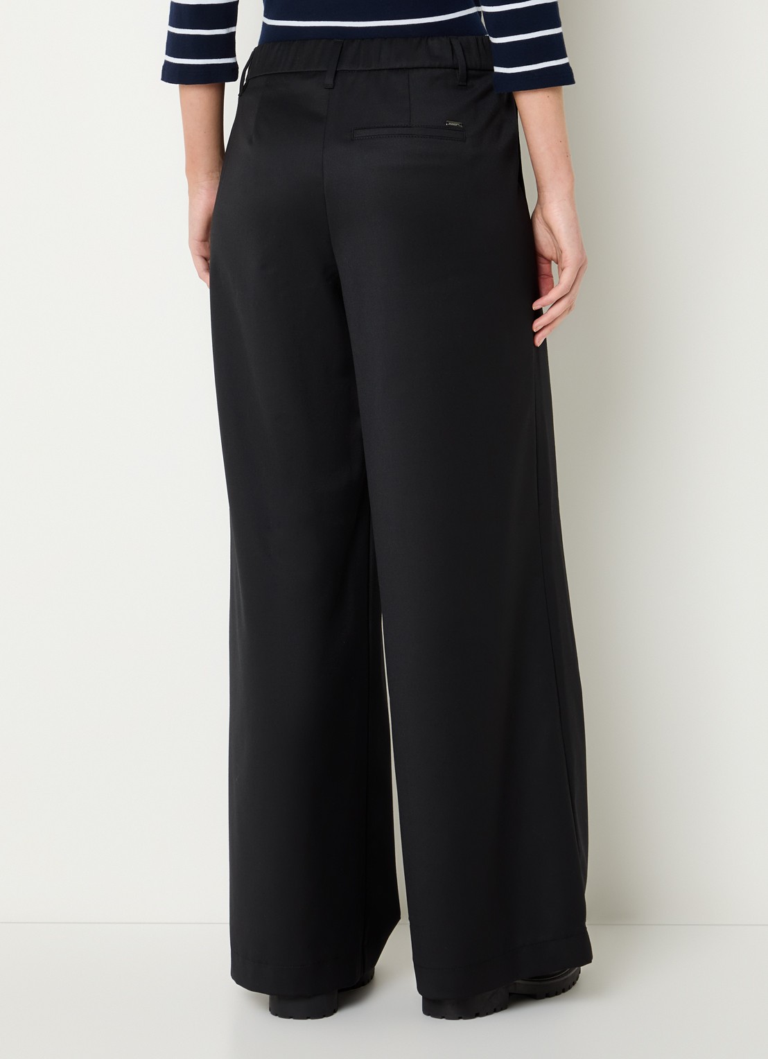 Gardeur Hose mid waist wide fit pantalon in wolblend - achterkant 3 zwart