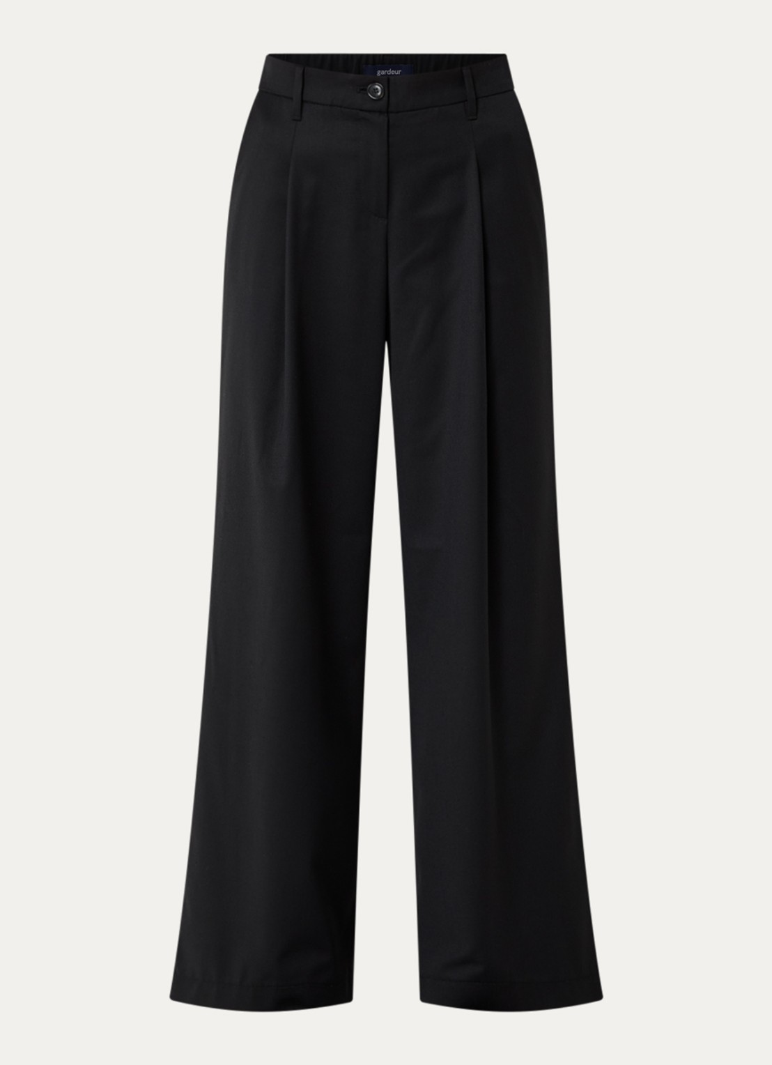 Gardeur Hose mid waist wide fit pantalon in wolblend - voorkant zwart