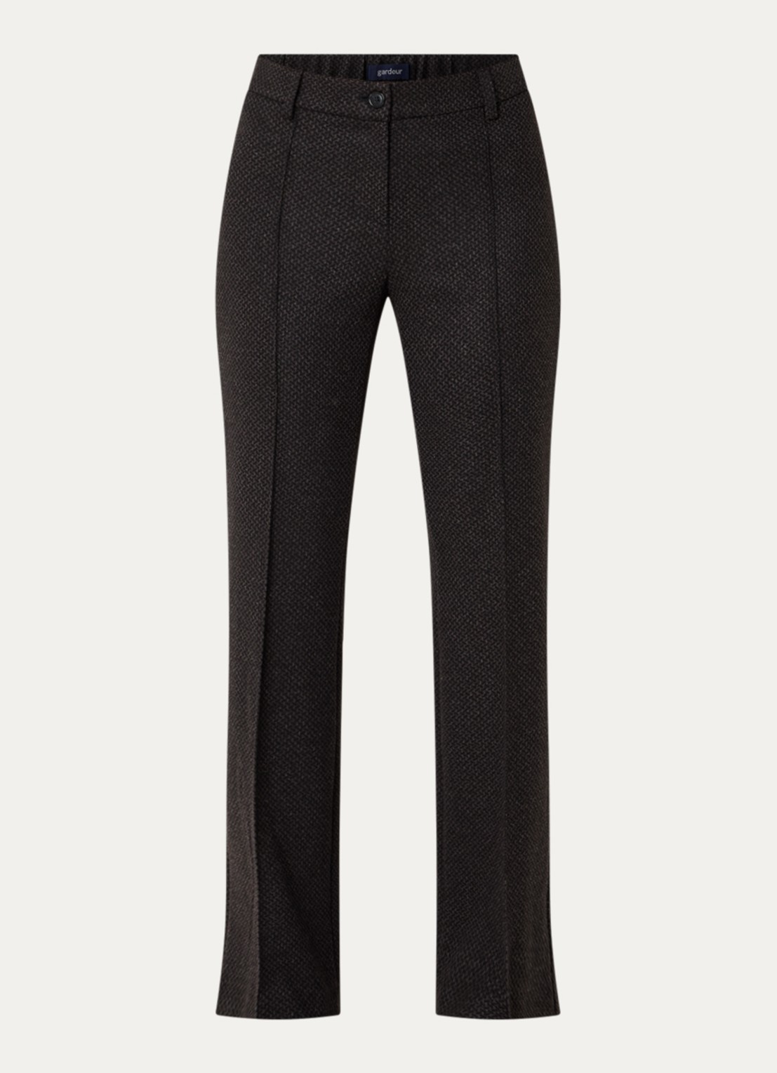 Gardeur Mid waist flared broek met ingebreid print - voorkant 3 donkerbruin