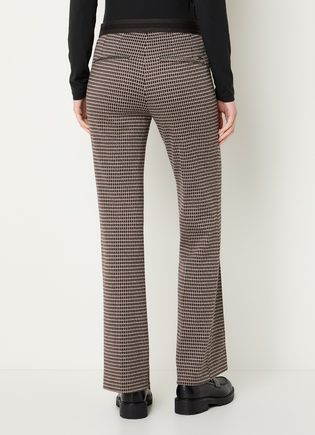 Gardeur Mid waist flared broek met ingebreid print - achterkant 2 lichtbruin