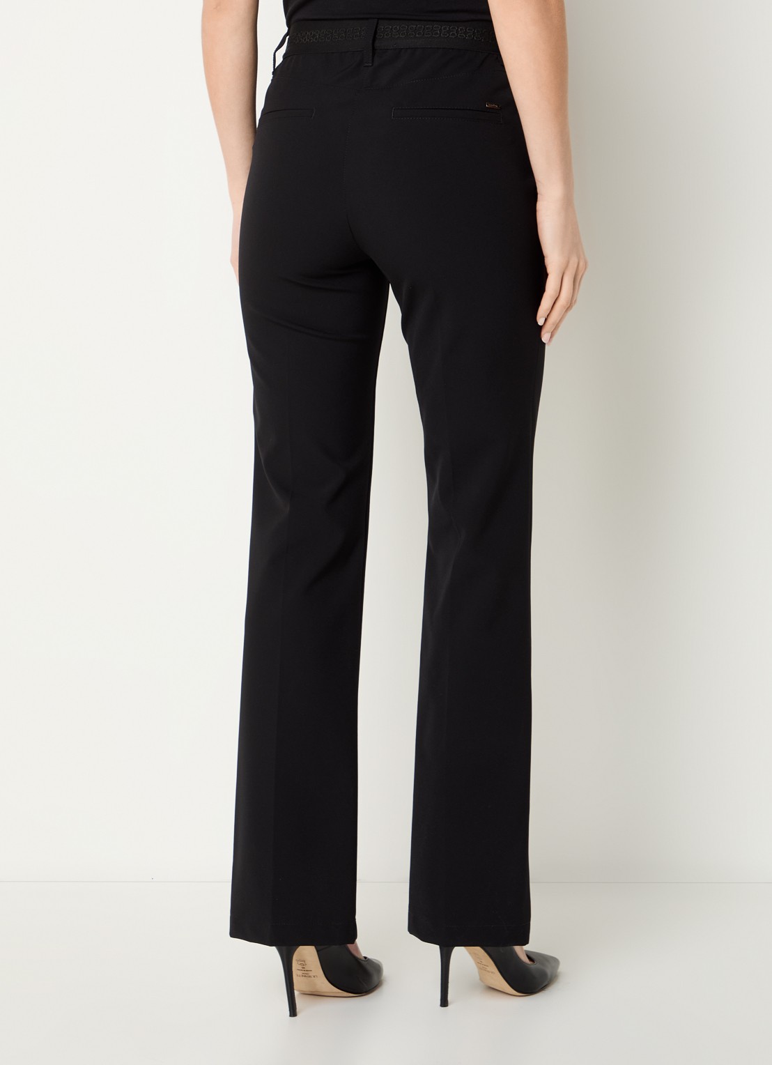 Gardeur Mid waist flared fit pantalon met steekzakken  - achterkant zwart