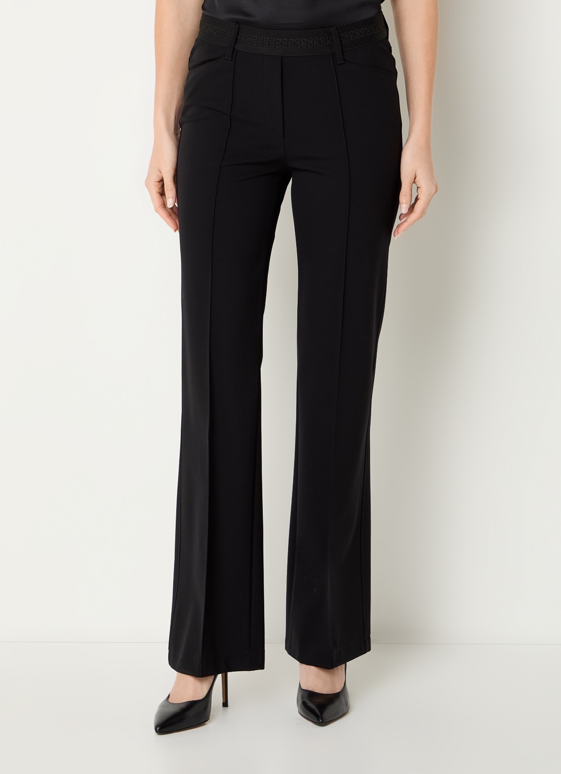 Gardeur Mid waist flared fit pantalon met steekzakken  - detail 4 zwart