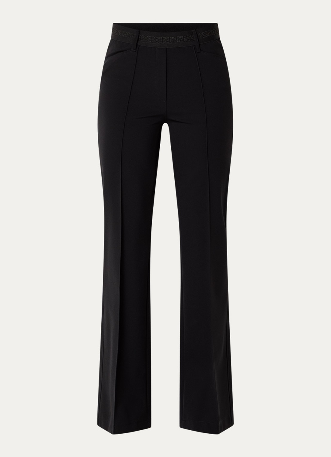 Gardeur Mid waist flared fit pantalon met steekzakken  - voorkant 2 zwart