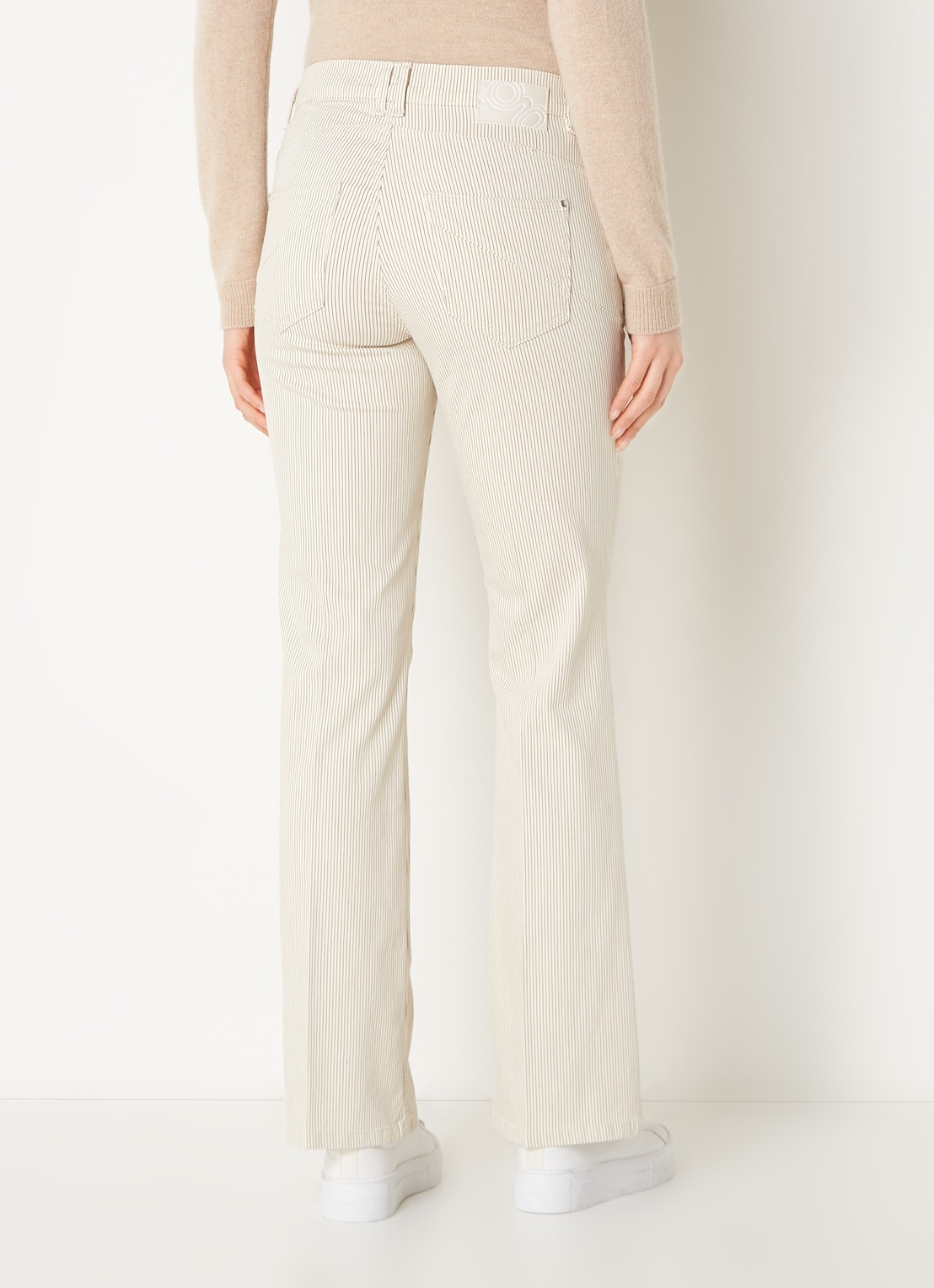 Gardeur Mid waist flared jeans met streepprint - achterkant 3 zand