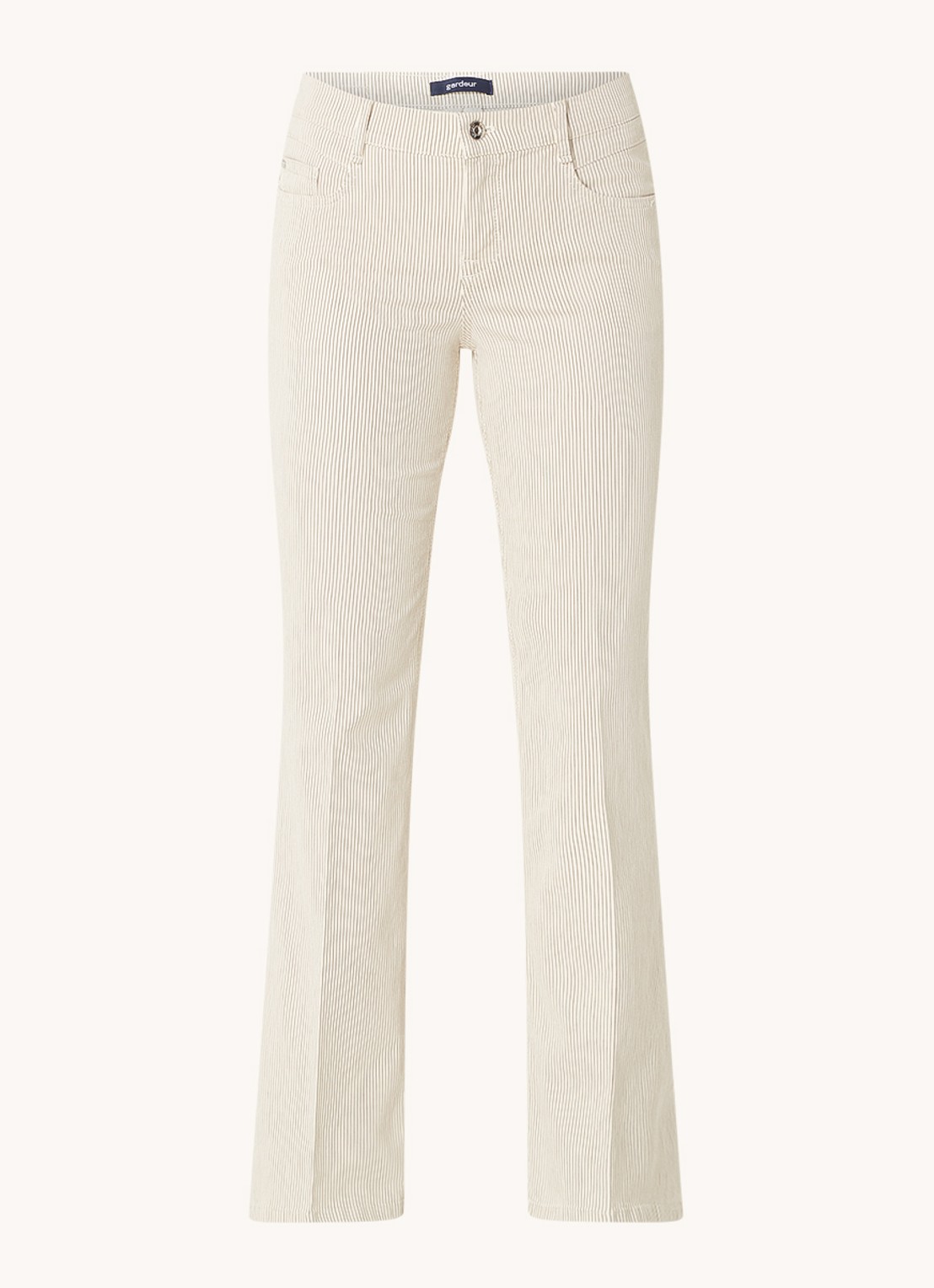Gardeur Mid waist flared jeans met streepprint - voorkant 4 zand
